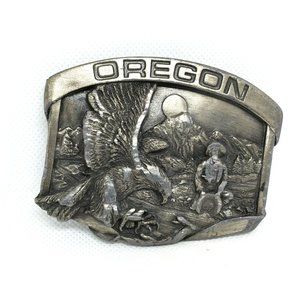 Vintage 1984 Buckle Co Inc Williams Oregon Pewter Belt Buckle